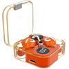 A pair of orange Hottu TWS Earbuds HOT-TS20 in an open transparent charging case.