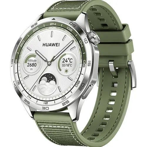 Huawei Huawei Watch GT 4 (46mm) with green strap on white background