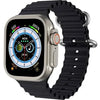 I8 Ultra Smart Watch with black band and colorful display on white background
