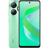 Infinix Smart 8 mobile phone in green color with dual rear cameras and a display screen.