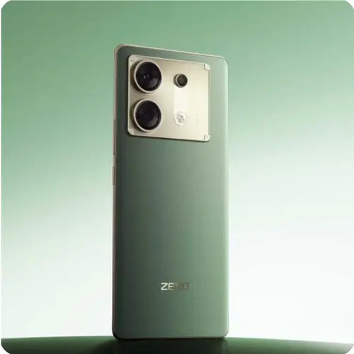 Infinix Zero 30 5G smartphone in rome green finish with dual rear cameras.