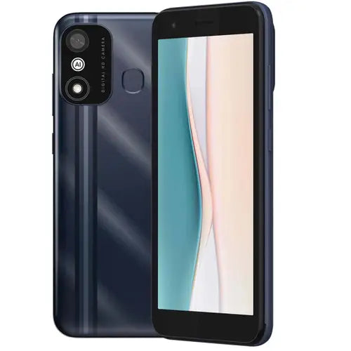 An Itel P17 Pro mobile phone in black color with a clear display and dual rear cameras.