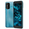 An Itel P17 Pro mobile phone in blue color with a clear display and dual rear cameras.