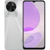 An Itel S23 4G mobile phone in mystery white color with a dual camera setup on the back and a large display.