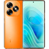 Itel S23 Plus in energetic orange
smartphone showing front and back on a white background.
