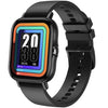 Itel Bluetooth Calling Smartwatch with black band and colorful display on white background