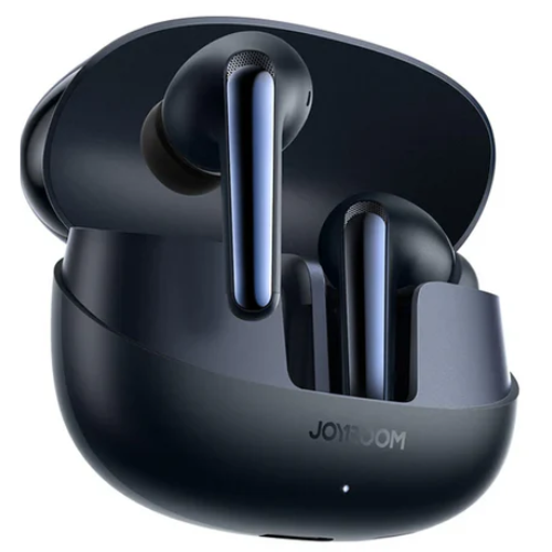 A pair of black JOYROOM JR-FN2 Funpods Series True Wireless Earbuds in their charging case, with the brand name visible.