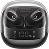 A pair of black JOYROOM Jdots Series JR-DB2 True Wireless Earbuds in a transparent charging case displaying battery percentage levels.