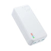 A white JOYROOM-QP196 30000 mAh 22.5W Fast Charging Power Bank fast charging capability, showing the power level indicator.
