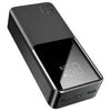 A black JOYROOM-T015 30000 mAh 15W Power Bank with a digital display and multiple charging ports.
