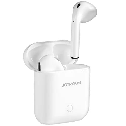 A single white JOYROOM True Wireless Earphone (JR-T03S) in its charging case.