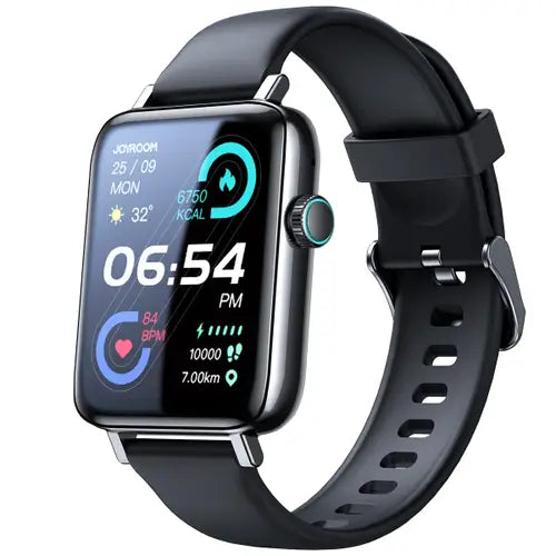 Joyroom JR-FT5 Smart Watch with a black band on a white background