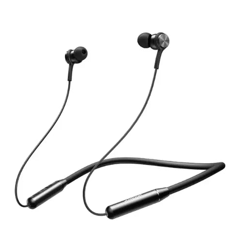 Joyroom Magnetic Neck Sports Bluetooth (JR-DY02) pair of black magnetic neck sports Bluetooth earbuds with a flexible neckband.