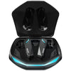 Lenovo GM2 Pro TWS Wireless Earbuds in black color, with blue accents, placed inside an open charging case.