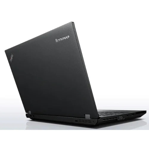 Black Lenovo laptop on a white background