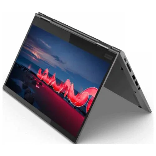 Laptop with a scenic display on a white background