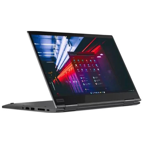 Lenovo ThinkPad S1 Yoga with open screen displaying a colorful interface on a white background
