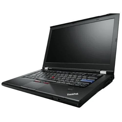 Black ThinkPad laptop on a white background