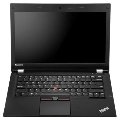 Black ThinkPad laptop on a white background