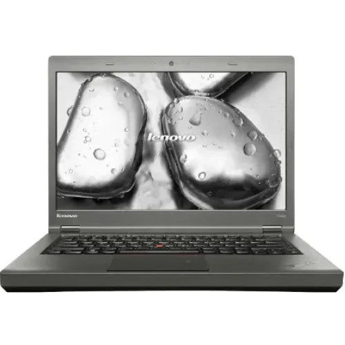 Lenovo ThinkPad T440 with a screen displaying water droplets on stones