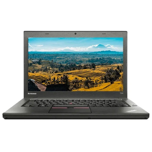 T450s thinkpad Laptop with scenic display on a white background