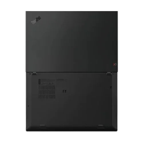 Black Lenovo Thinkpad X1 Carbon laptop on a white background