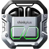 Lenovo Thinkplus Livepods XT81 earphones in black color with green accents, displayed in their charging case.