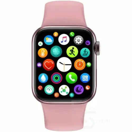 M16 digital smart watch with a pink band and a display featuring a animation.