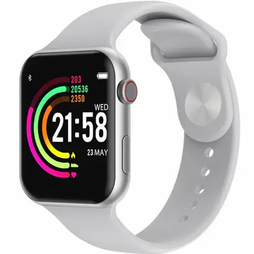 M16 digital smart watch with a white band and a display featuring a animated character.