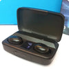 A pair of M66 TWS Gaming Wireless Earbuds black wireless earbuds in an open charging case, with a digital display showing battery life.