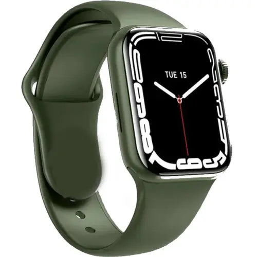 M7 pro smart watch with a green band and a digital display showing the time.