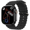 mt8 ultra A digital smart watch with a black band and case, featuring a colorful display showing a horse and various abstract shapes.