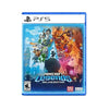 A PS5 game case for 'Minecraft Legends Deluxe Edition PS5' featuring colorful artwork of characters and scenes from the game.