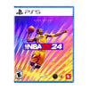 This image features the cover art for the PlayStation 5 game NBA 2K24. The cover prominently displays a vibrant, action-oriented image of Kobe Bryant in his iconic yellow jersey, mid-dribble against a abstract, multicolored background that combines purple, blue, and yellow.