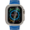 Oale Smartwatch with a blue strap and decorative case on a white background
