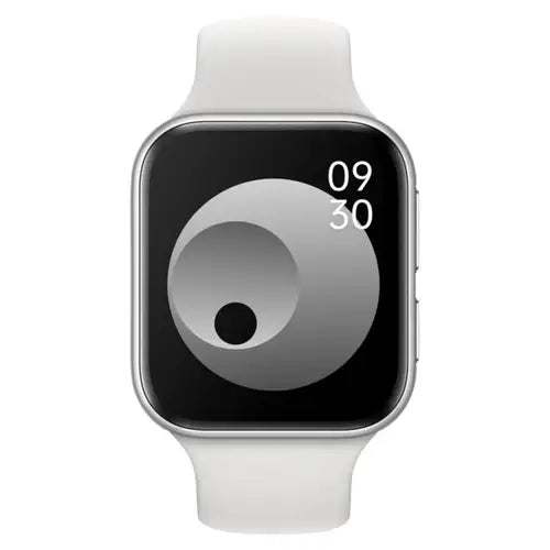 OPPO Watch (41mm) with a white band on a white background