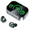 A pair of portable true wireless earbuds with a charging case, displayed with a digital battery indicator in green Portable True Wireless Earbuds (YD03)