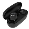 Black QCY T17 Wireless Earbuds in a black charging case on a white background.