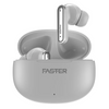 white wireless earbuds with the brand name displayed on the earbud and the charging case.