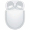 White wireless earbuds in a charging case on a white background of Redmi Buds 4