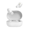 White wireless earbuds with charging case on a white background