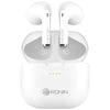 A pair of white Ronin R-275 Beat Wave Wireless Earbuds in an open charging case.