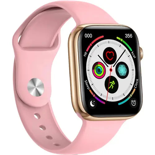 S7 Bluetooth pink Bluetooth smart watch with a call interface displaying a contact's name and phone icons on the screen.