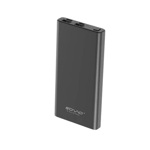 A black SOVO Booster-X SPB-613 10000mAh portable charger power bank.