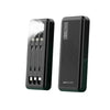 A black SOVO X17 10000 mAh portable charger power bank with multiple charging cables.