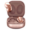 Samsung Buds Live earphones in mystic brown color placed inside the charging case