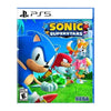 Cover of Sonic Superstars PS5 game featuring animated characters Sonic, Knuckles, and Tails from the Sega franchise.