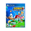 Cover of Sonic Superstars PS4 game, featuring animated characters Sonic, Knuckles, and Tails from the Sonic series.