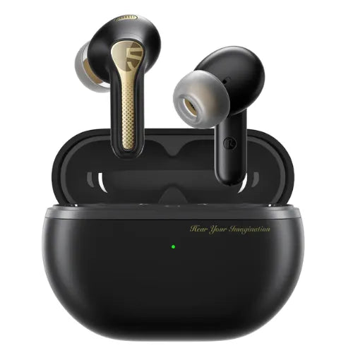 Black Soundpeats Capsule 3 Pro Plus Hybrid ANC LDAC Earbuds with charging case on a white background