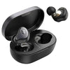 Black Soundpeats H1 Wireless Earbuds with charging case on a white background
